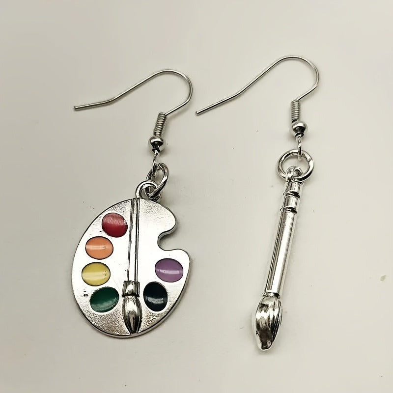 colored paint drawing board earrings