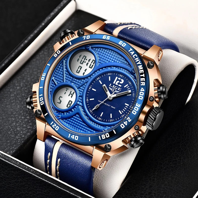 Lige Business Electronic Watch Dual Display